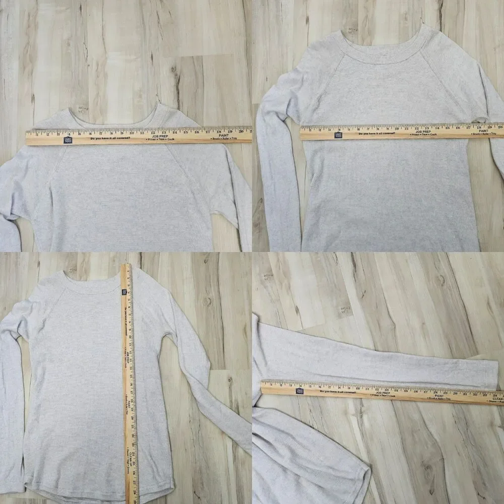 Lululemon 100% Wool Crewneck Sweater Top with Thumbholes Ivory Oatmeal Size S/M